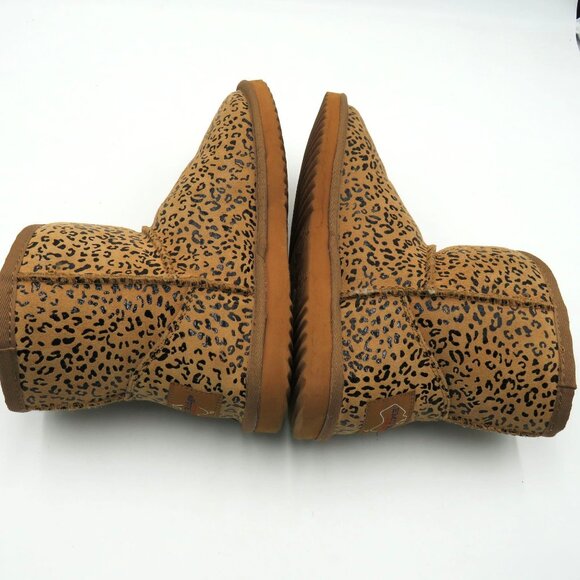 EMU Ridge Australia Boots Size 8 Leopard Print Ankle Boots Fleece Lining - Picture 7 of 10